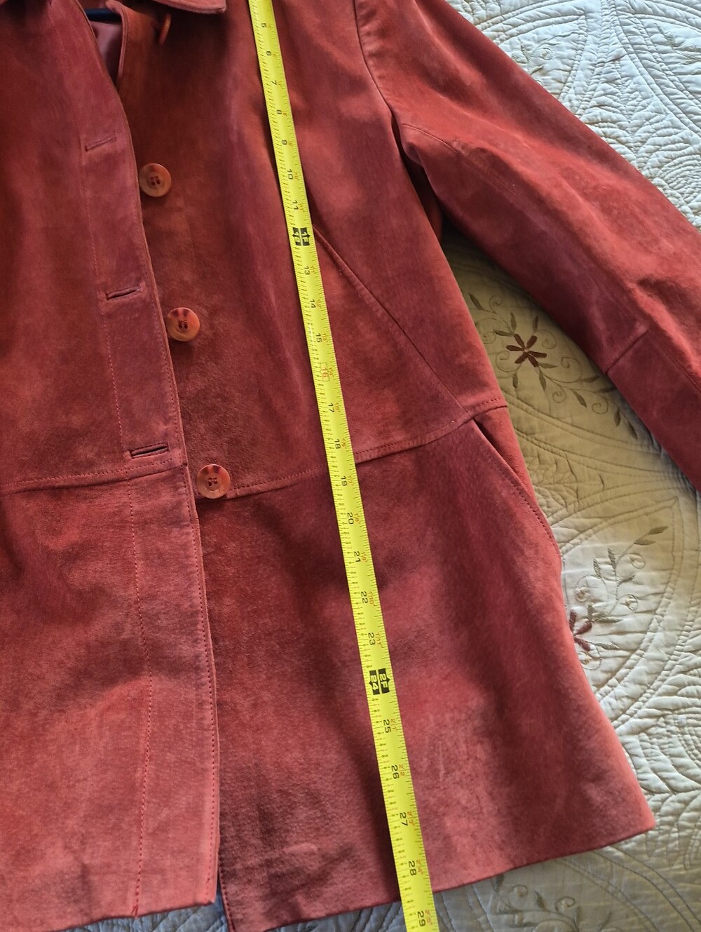 Bernardo Rust Suede Leather Button-Front Jacket - Picture 10 of 13